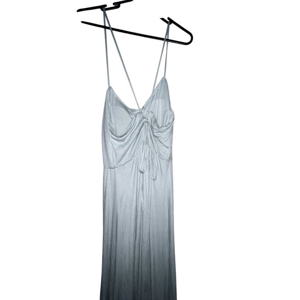 Halara Ribbed Cowl Neck Backless Crisscross Lace Up Split Midi Party Dress Sz Me - Picture 12 of 14